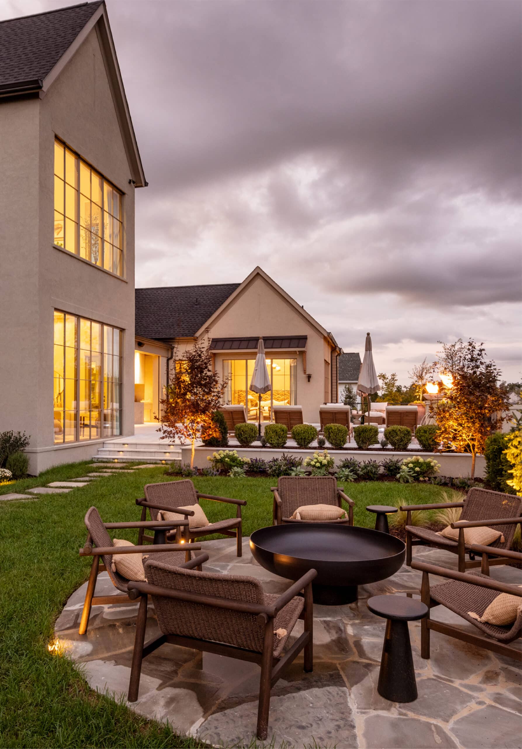 A backyard fire-pit area