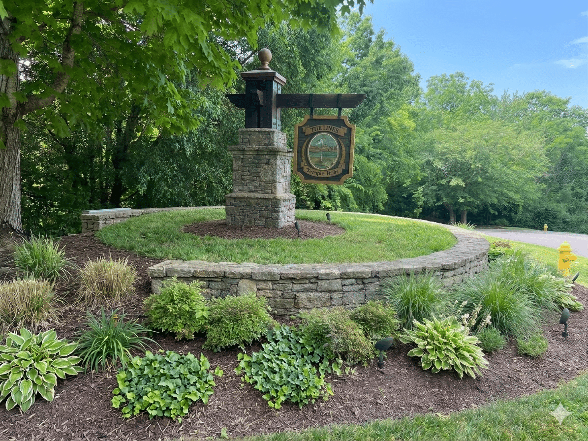 Welcome sign for the links at temple hills