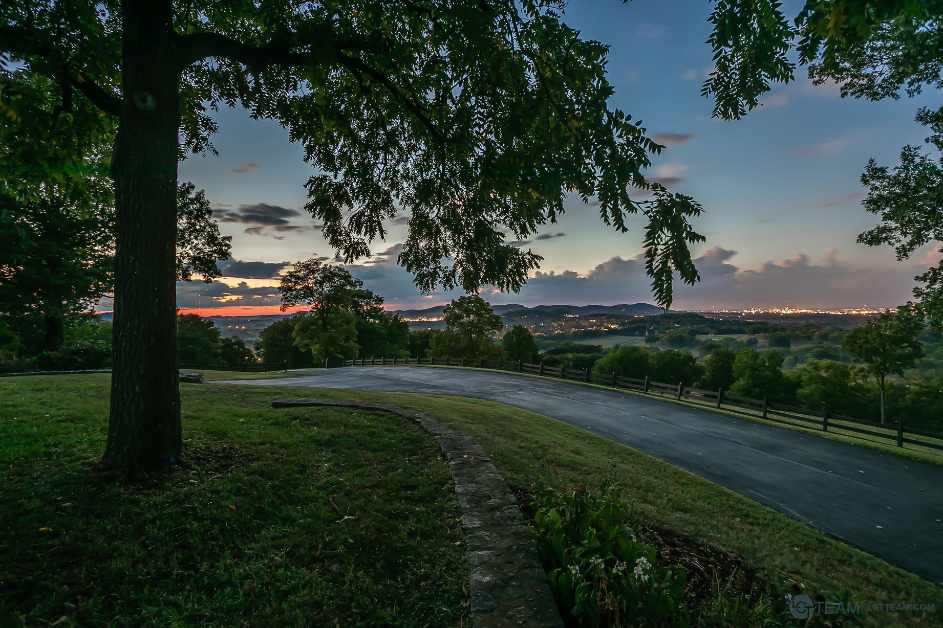 A country road at dusk