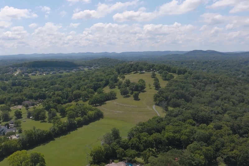 An arial shot of trees in middle tennessee