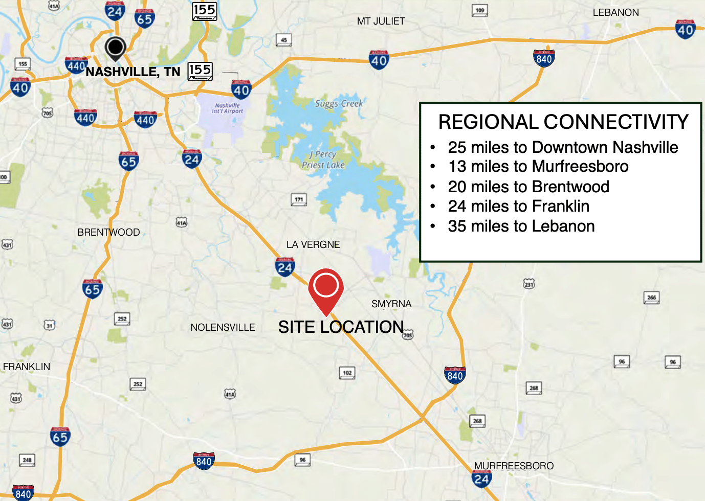 A map showing the location of the rocky fork commercial site