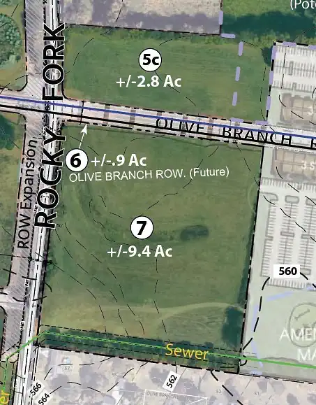 A land plot of the rocky fork commercial site